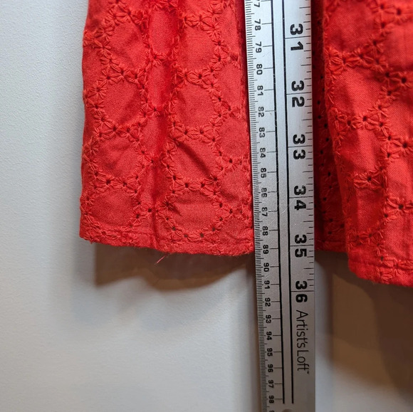Sim & Sam Red Skinny Strap V Neck Eyelet Tiered Dress  Woman Medium - Picture 8 of 9
